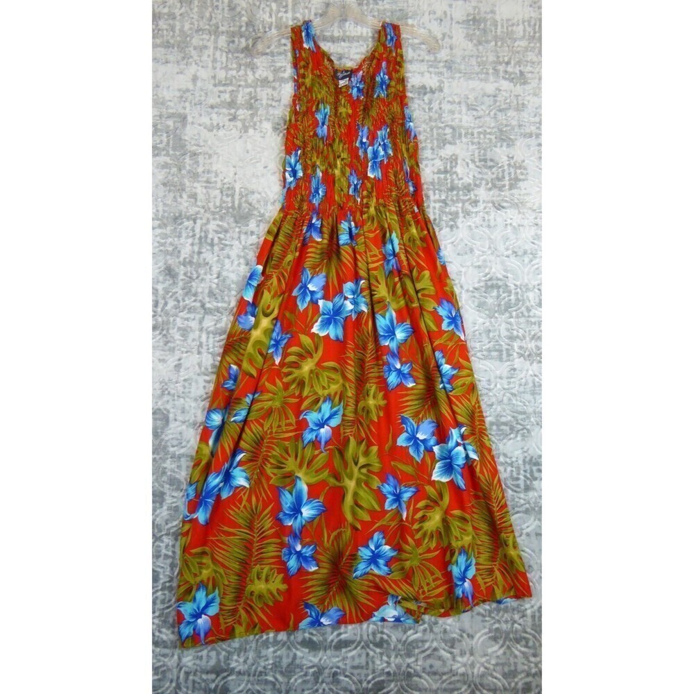 Vintage Royal Creations Hawaiian Dress Womens One Size Red Luau Long Sundress